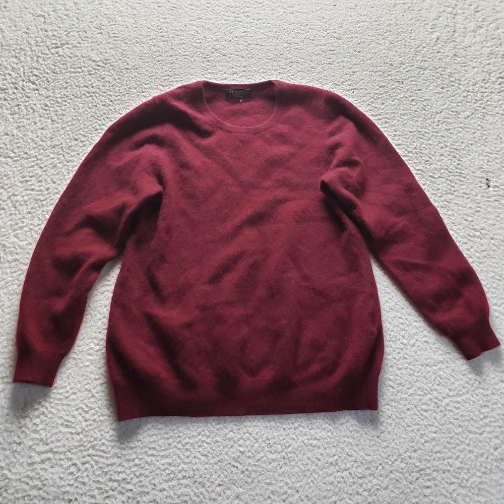 Charter Club Sweater Womens Medium Red Cashmere Crew Neck Knit Pullover